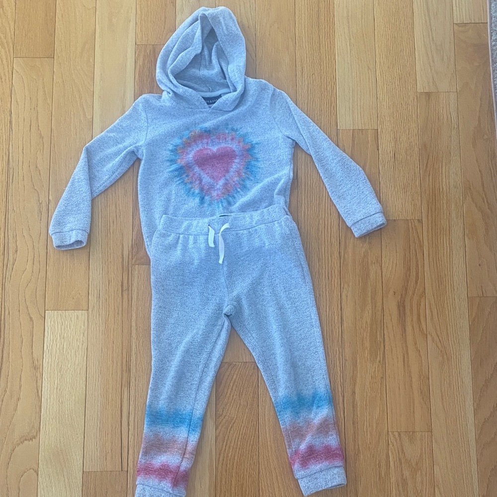 Andy & Evan Gray Tie-Dye Heart Jogger Set